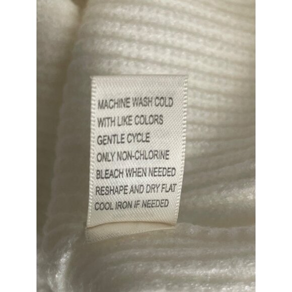 Linda Anderson Womens White Ribbed Mock Neck Sweater Red Heart Size Small - Picture 7 of 8